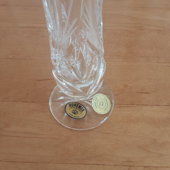 Vtg. Bohemia Czech Republic Lead Crystal Hand Cut Bud Vase - Picture 6 of 7